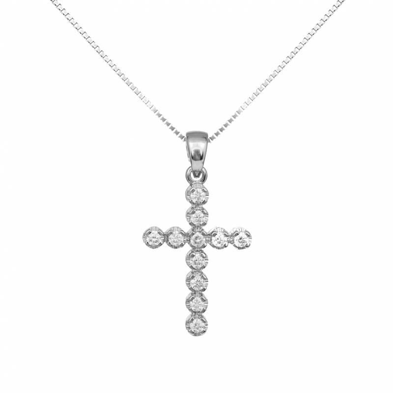 Βαπτιστικοί Σταυροί με Αλυσίδα Λευκόχρυσος γυναικείος σταυρός με αλυσίδα Κ18 με μπριγιάν 048392 048392 Γυναικείο Χρυσός 18 Καράτια