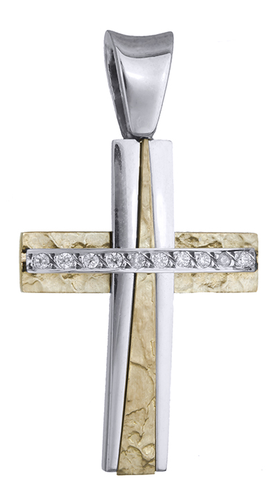 Σταυροί Βάπτισης - Αρραβώνα Δίχρωμος σταυρός 9Κ 012499 012499 Γυναικείο Χρυσός 9 Καράτια