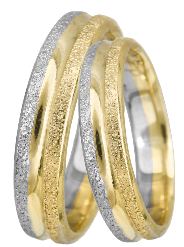 Δίχρωμες διαμαντέ βέρες γάμου Κ14 BRS0607D BRS0607D Χρυσός 14 Καράτια μεμονωμένο τεμάχιο