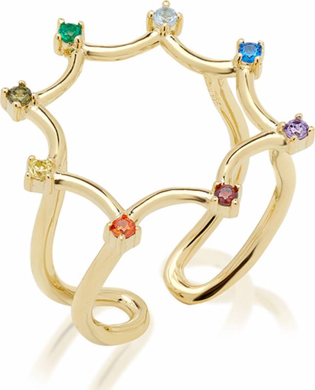 Επίχρυσο δαχτυλίδι με πολύχρωμα ζιργκόν JCOU Rainbow 925 JW902G0-01 JW902G0-01 Ασήμι