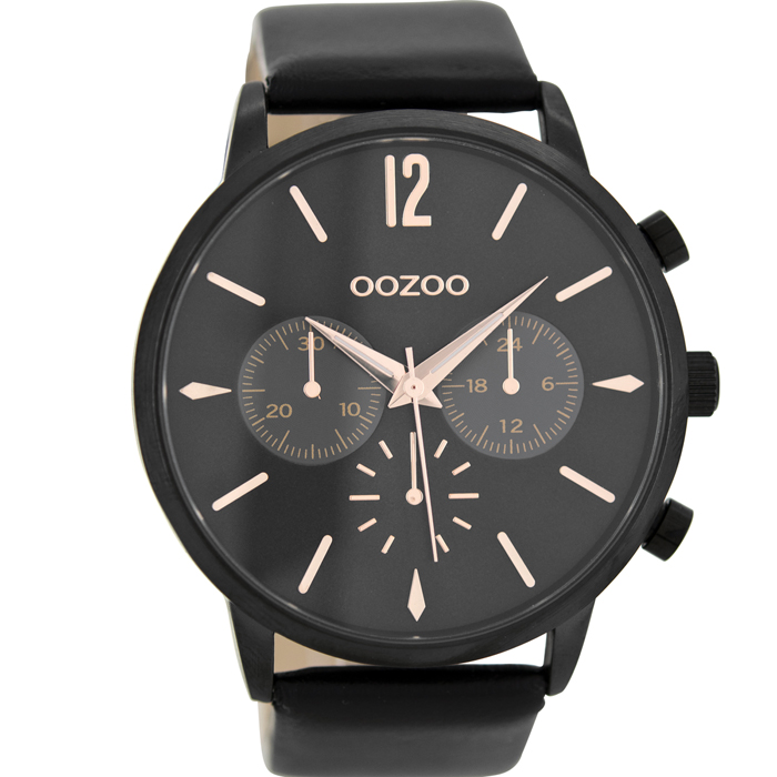 OOZOO Τimepieces Black leather strap C8771 C8771