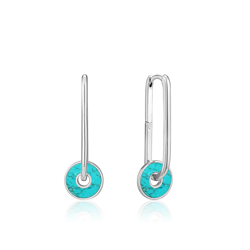Ania Haie Turquoise Disc Hoop κρεμαστά σκουλαρίκια 925 E022-04H E022-04H Ασήμι