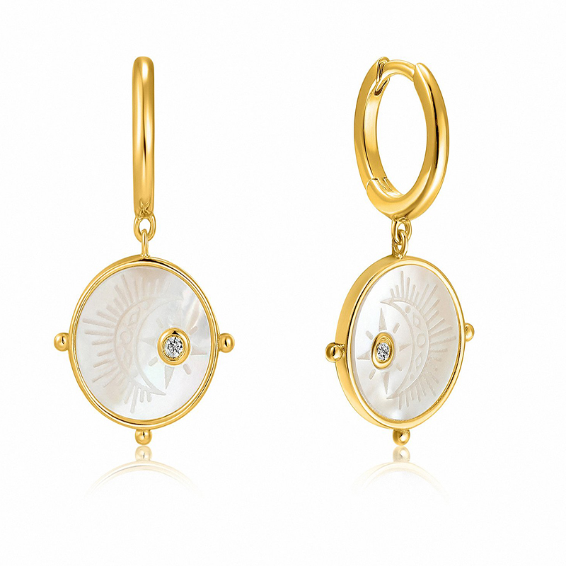Επιχρυσωμένα σκουλαρίκια Moon Emblem Gold Huggie Hoop E030-03G E030-03G Ασήμι