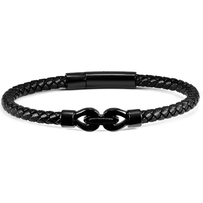 U.S. POLO Men's black leather bracelet stainless steel JW9173BR JW9173BR Ατσάλι