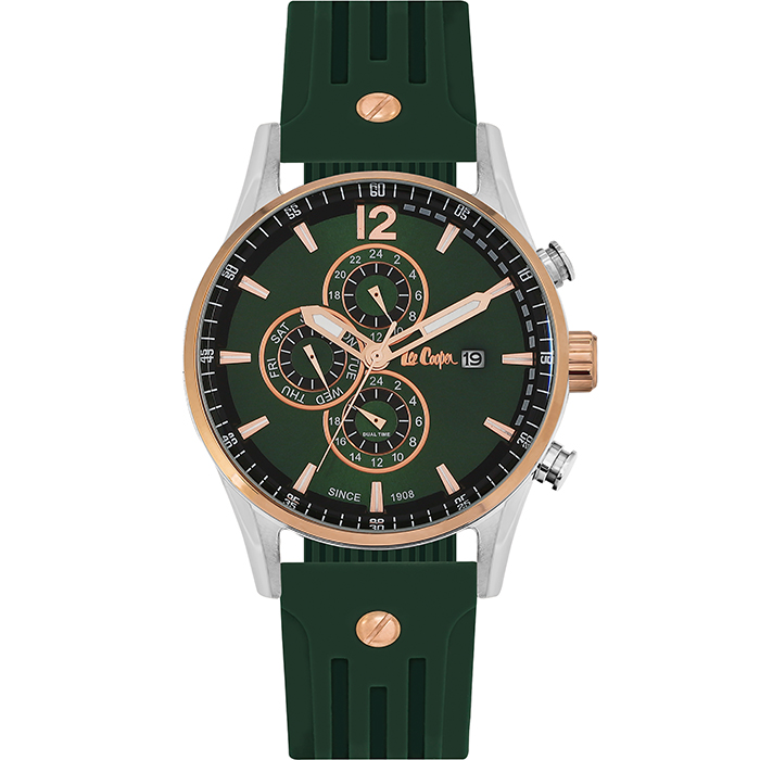 Lee cooper Chronograph Green Rubber strap LC06419.375 LC06419.375