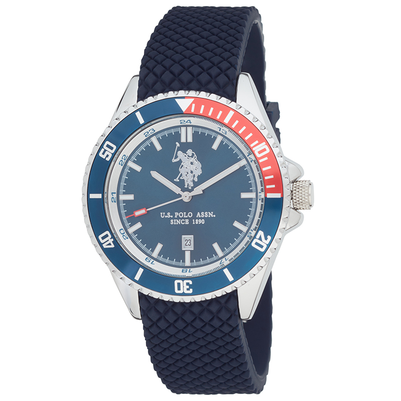 U.S. Polo Assn. Ανδρικό ρολόι με μπλε καουτσούκ λουράκι USP7220BL USP7220BL Ατσάλι
