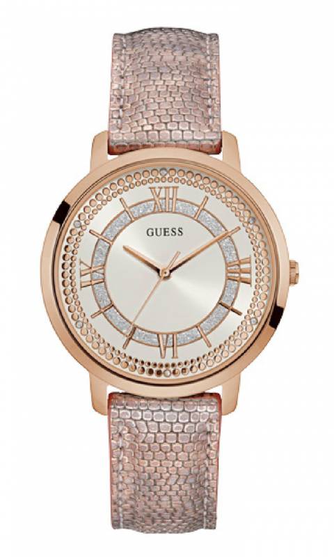 Γυναικείο ρολόι ροζ gold με δερμάτινο λουράκι Guess W0934L5 W0934L5 Ατσάλι