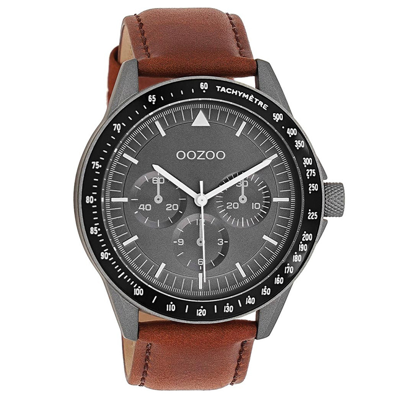 Ανδρικό ρολόι ΟΟΖΟΟ Timepieces με καφέ δερμάτινο λουράκι C11112 C11112